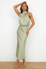 Isla Crompton | Satin Halter Midi Dress For Women