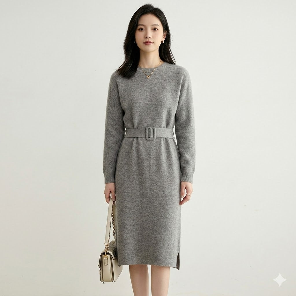 Elena Moretti | Elegant Knit Midi Dress For Women
