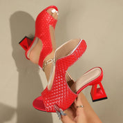 Gloria Verbrook | Peep-Toe Sculpted Block Heel Sandals For Women