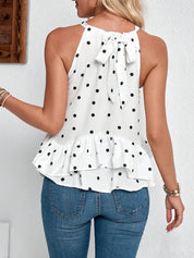 Rosalind Fenwick | Ruffled Tie-Neck Blouse With Polka Dot Print For Women