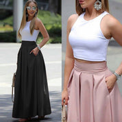Camille Rossi | Elegant Pleated Maxi Skirt For Women