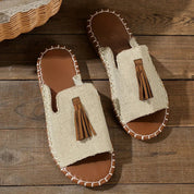 Naomi Kirkland | Woven Boho Sandals With Tassel Detail For Women