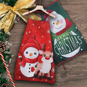 Frosty Feast | Red Snowman Christmas Apron Unisex