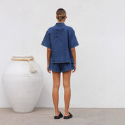 Carolina Salcombe | Denim Shirt & Drawstring Shorts Set For Women
