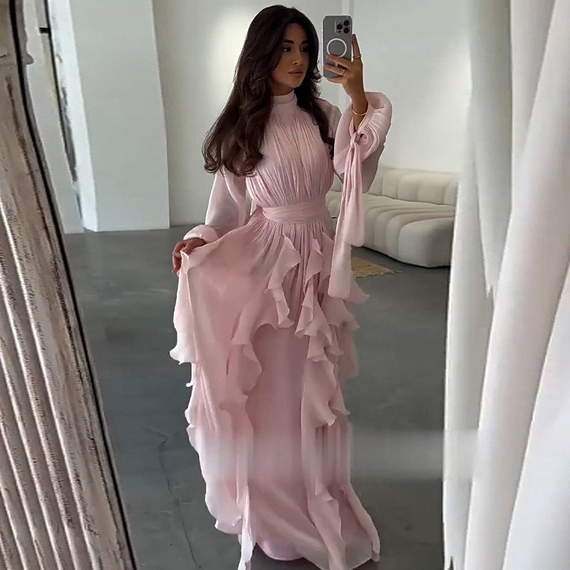 Mia Cooper | Elegant Ruffled Maxi Races Dress For Women