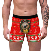 Candy Stripe | Red Candy Cane Print Christmas Boxer Briefs For Men