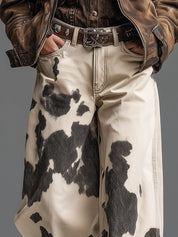Quinn Abernathy | Cow Print Wide-Leg Pants For Women