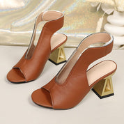 Gloria Verbrook | Peep-Toe Sculpted Block Heel Sandals For Women