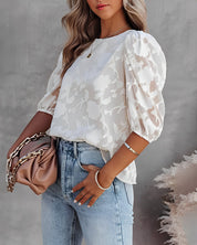 Amelie Rousseau | Floral Puff Sleeve Blouse For Women