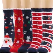 Snowy Wish | Navy Santa Print Christmas Socks For Women