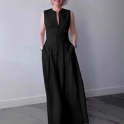 Emma White | Sleeveless Wide-Leg Zip Jumpsuit For Women