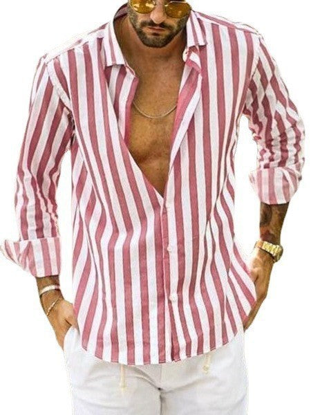Remo Fenbridge | Striped Stretch Long Sleeve Shirt For Men