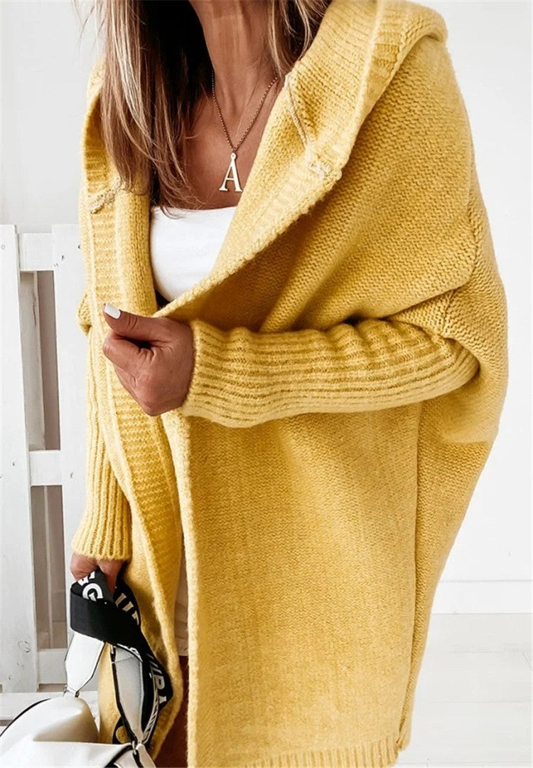 Elise Thornton | Oversized Hooded Knit Cardigan For Women