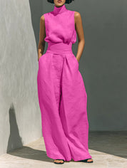 Valentina Creswell | Linen-Look Wide Leg Two-Piece Set For Women