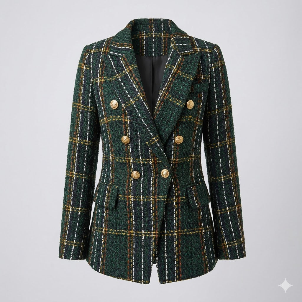 Camille Dubois | Tweed Check Blazer Jacket For Women