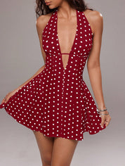 Lucy Wright | Polka Dot Halter Mini Dress For Women