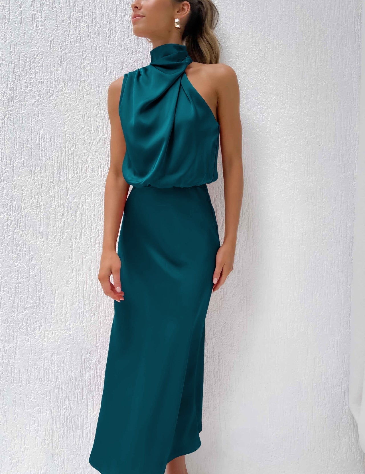 Isla Crompton | Satin Halter Midi Dress For Women
