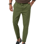 Gianni Brookmore | Sage Linen-Look Drawstring Trousers For Men