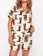 Tinsel Town | Black Candy Cane Print Christmas Pyjamas For Women