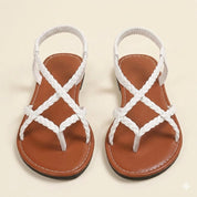 Sofia Bellini | Braided Strap Summer Sandals with Minimal Luxe Finish For Women