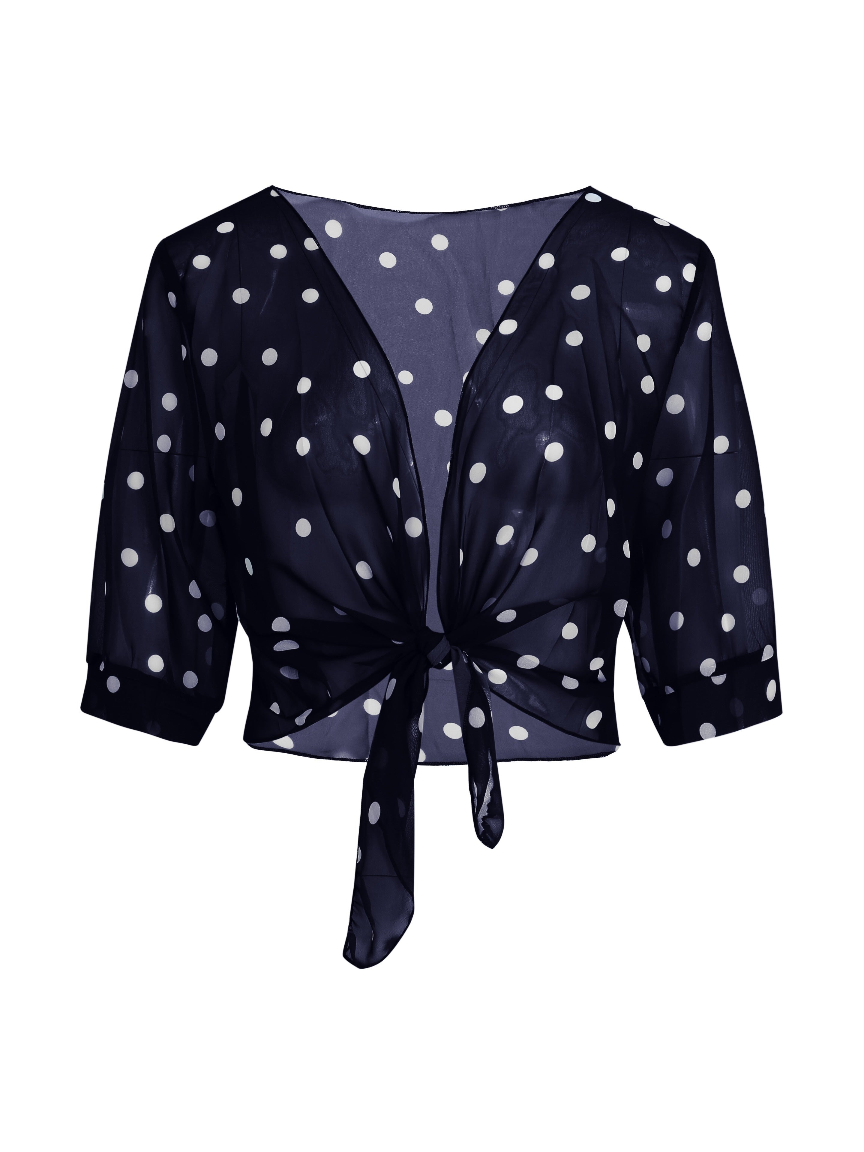 Beatrice Langley | Polka Dot Tie-Front Blouse For Women