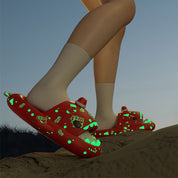 Frosty Morn | Red Glow-In-The-Dark Christmas Slippers For Women