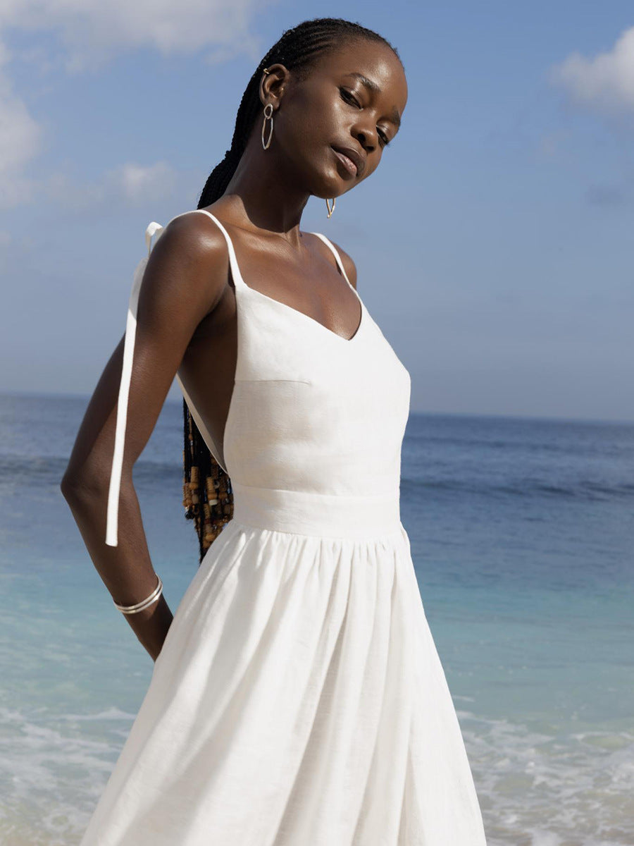 Mia Williams | Cotton V-Neck Midi Dress For Women