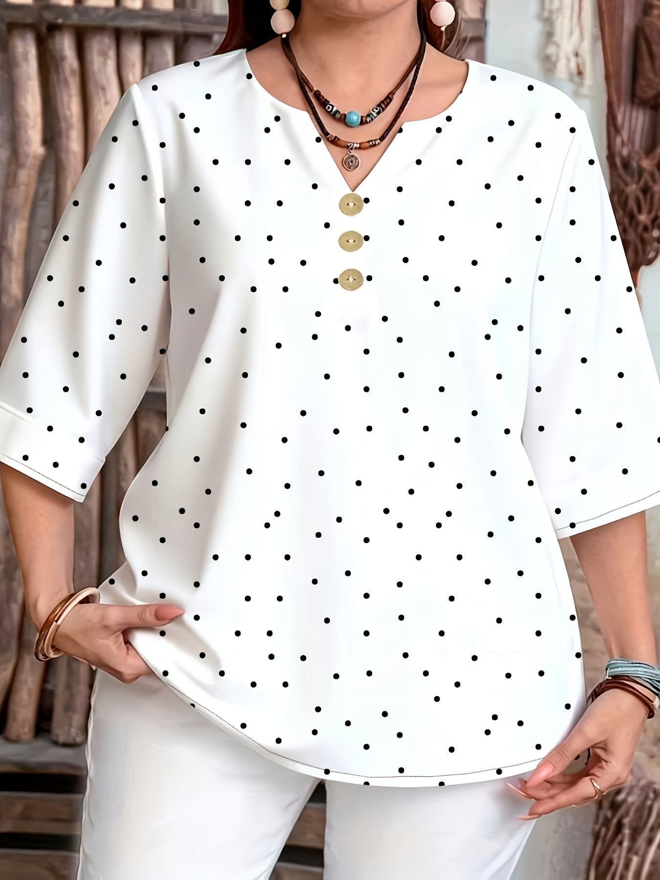 Ivy Redmond | Polka Dot Half Sleeve Blouse For Women