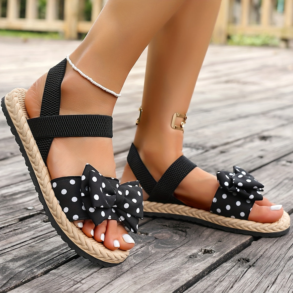 Nora Fitzgerald | Polka Dot Bow Sandals For Women