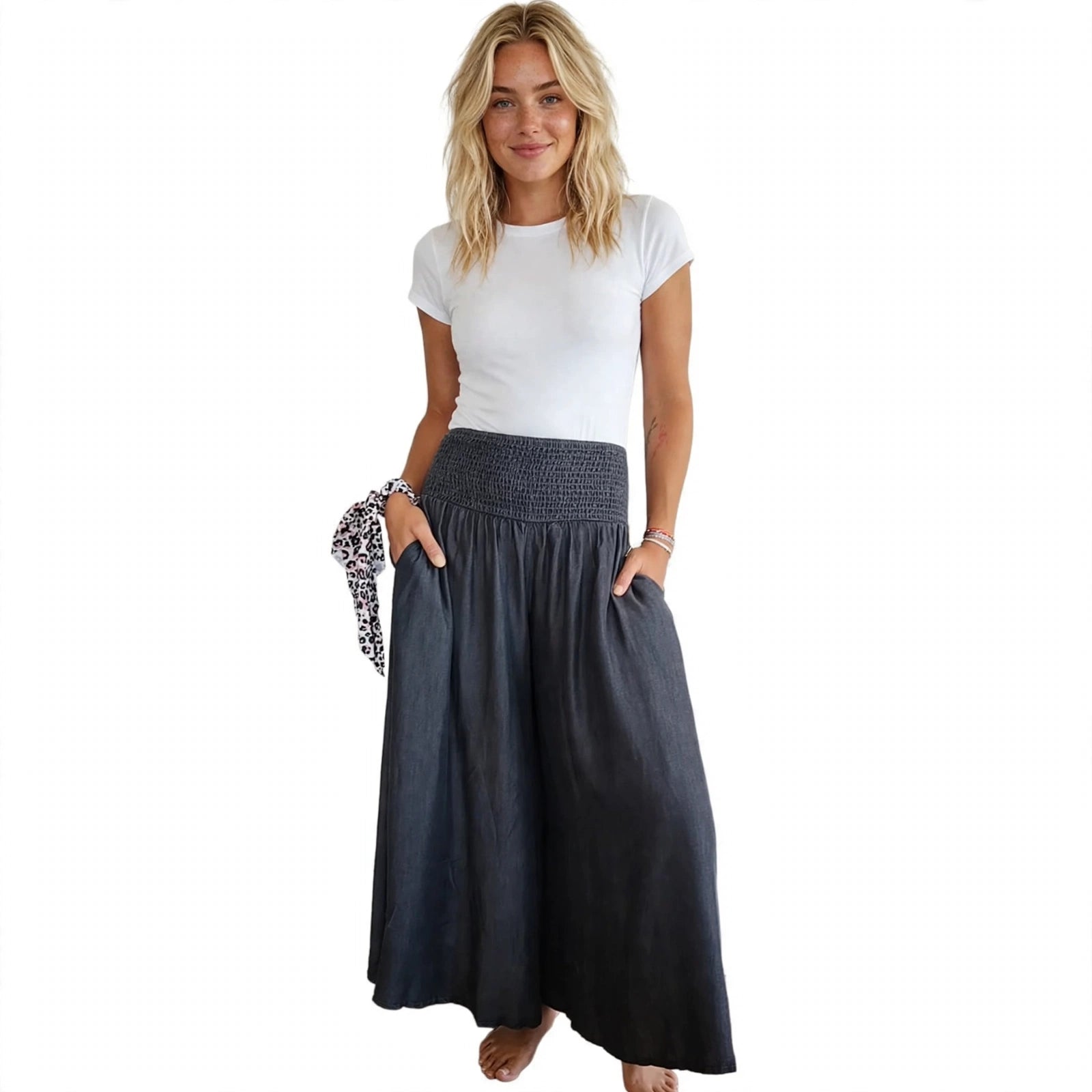 Beatrice Lonsdale | Linen Maxi Skirt With Elastic Waist For Women