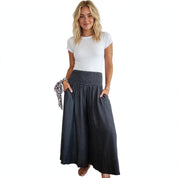 Beatrice Lonsdale | Linen Maxi Skirt With Elastic Waist For Women