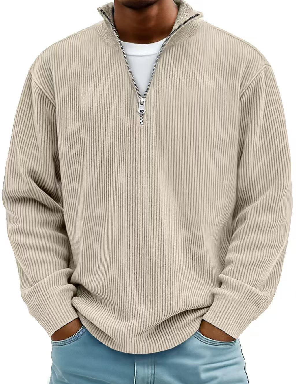 Liam Robertson | Ribbed Corduroy Quarter-Zip Sweatshirt For Men