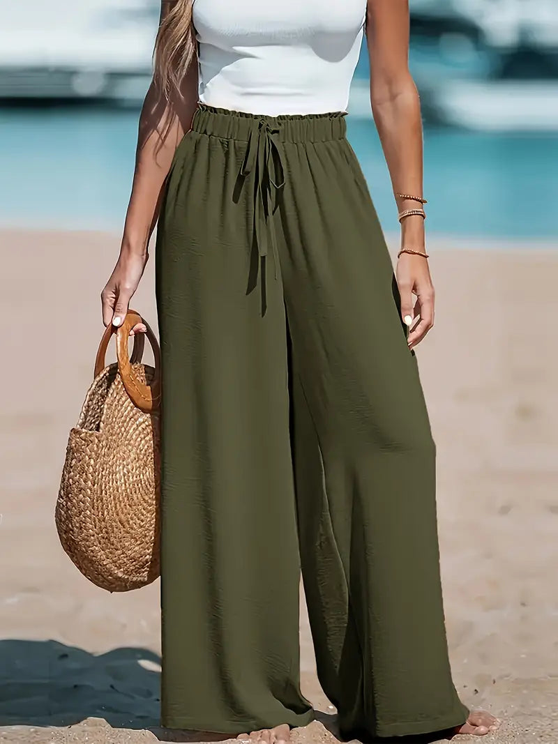 Elodie Thorne | High-Waisted Linen Look Trousers For Women