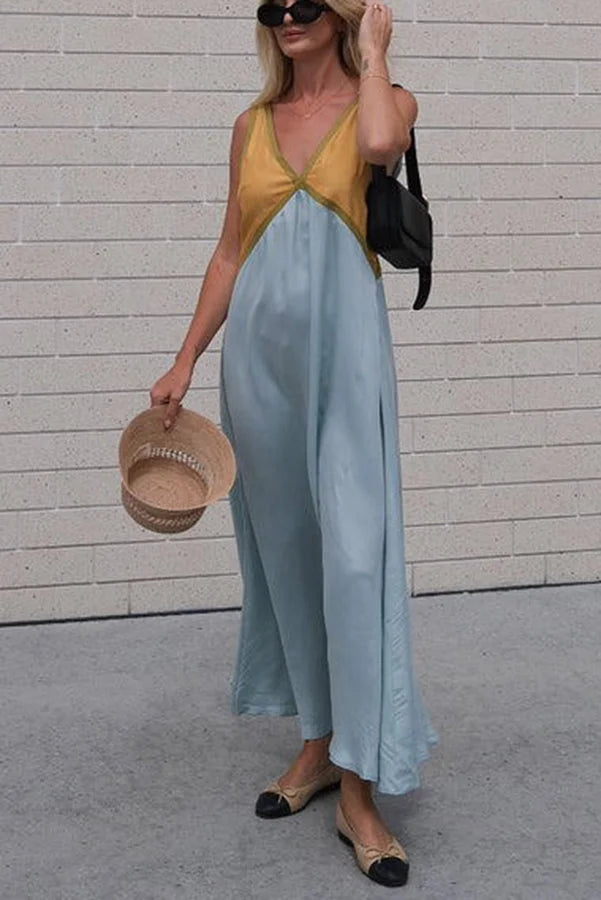 Rosalind Hawke | Maxi Dress With Colorblock V-Neck For Women