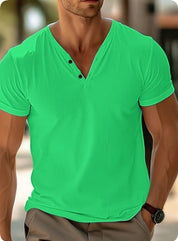 Pietro Elmbridge | Henley V-Neck T-Shirt For Men