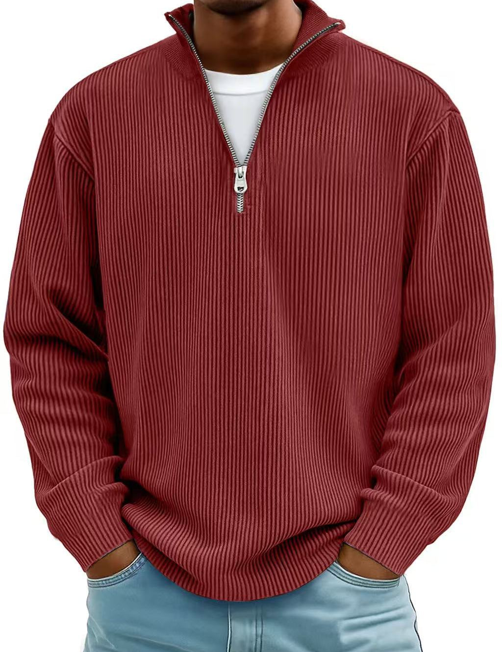 Liam Robertson | Ribbed Corduroy Quarter-Zip Sweatshirt For Men