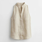Millie Ashgrove | Sleeveless Linen Blouse With Round Neck For Women