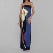 Nives Belton | Calla Lily Print Tube Maxi Dress For Women