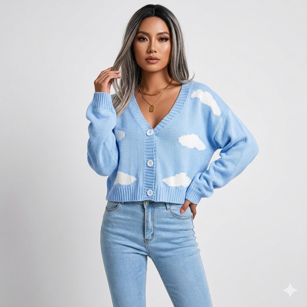 Luca Bellini | Cropped Cloud Knit Cardigan For Women
