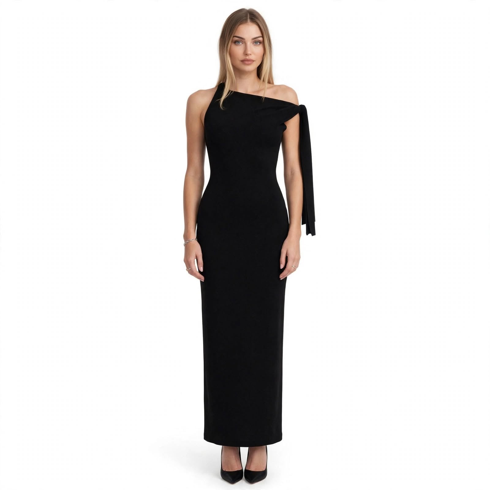 Pia Goldwood | One Shoulder Drape Maxi Dress For Women