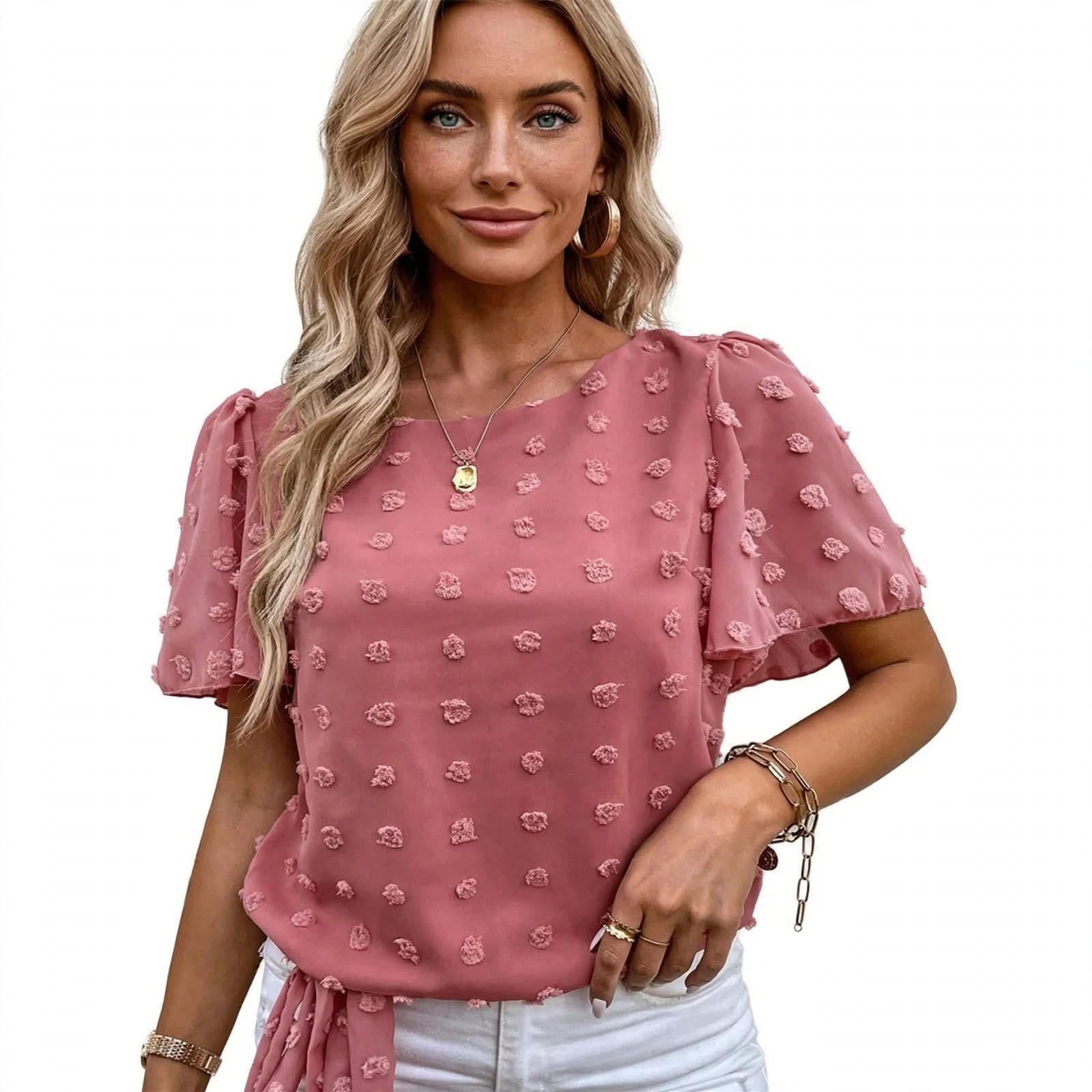 Elise Osmond | Chiffon Blouse With 3D Floral Detail For Women