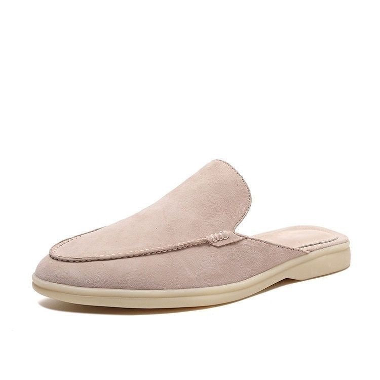 Silvio Tamworth | Rust Suede Backless Loafers For Men