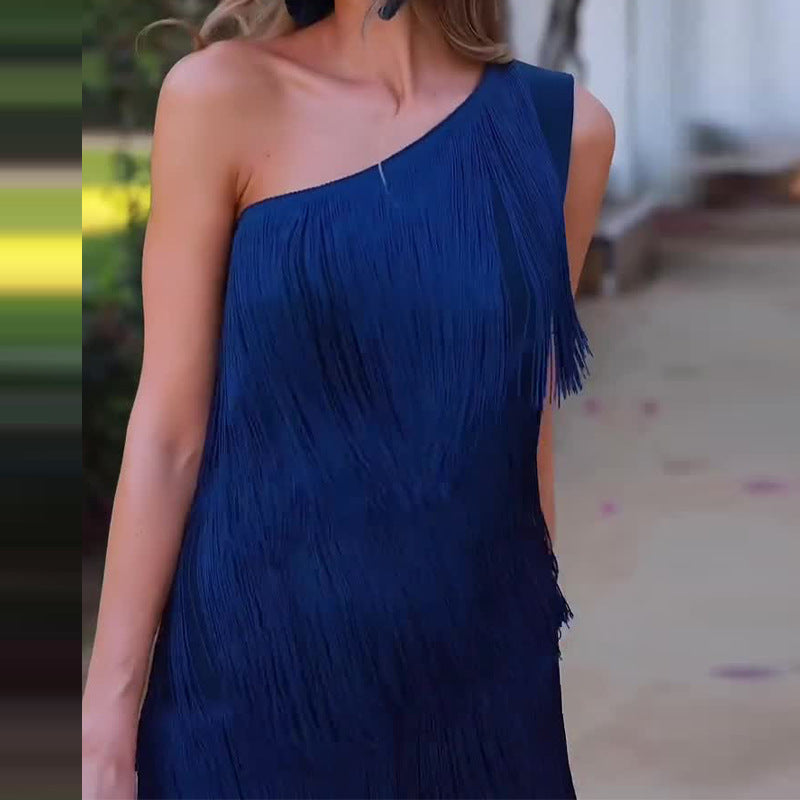 Georgia King | One-Shoulder Tassel Maxi Dress For Women