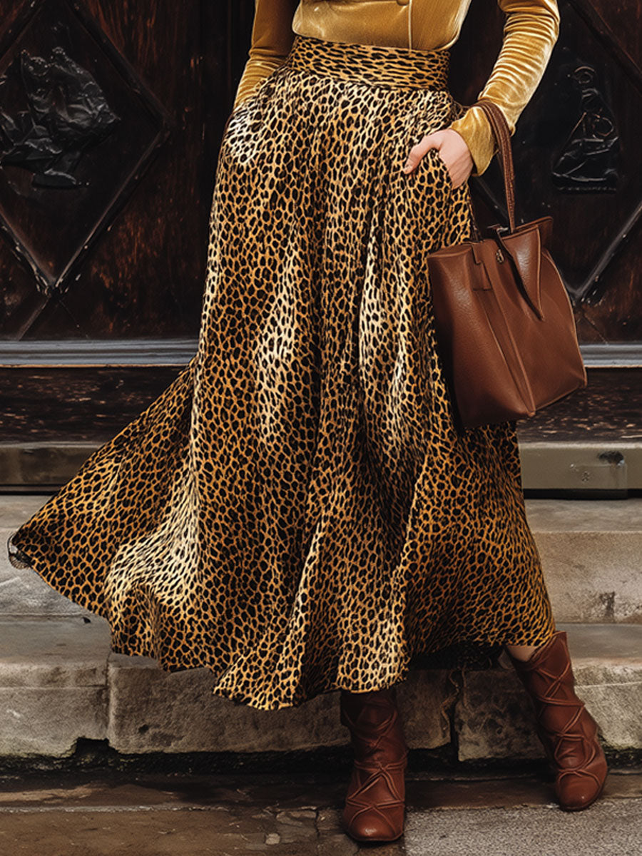 Holly Sheldon | Velvet Leopard Print Skirt Set For Women
