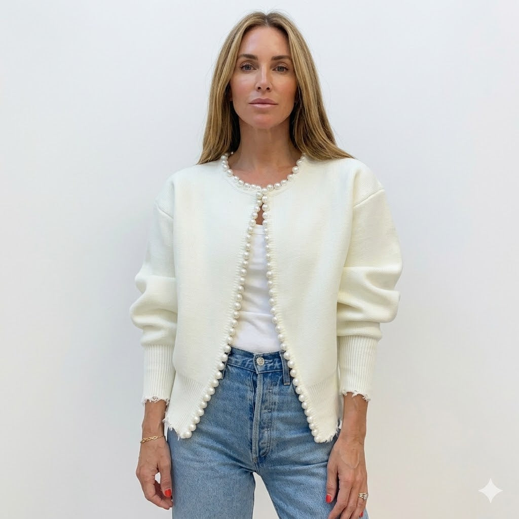 Sophie Delacroix | Pearl Trim Knit Cardigan For Women