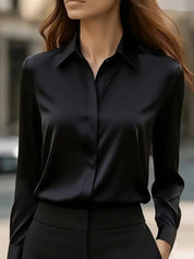 Monica Barstone | Satin Long Sleeve Blouse For Women