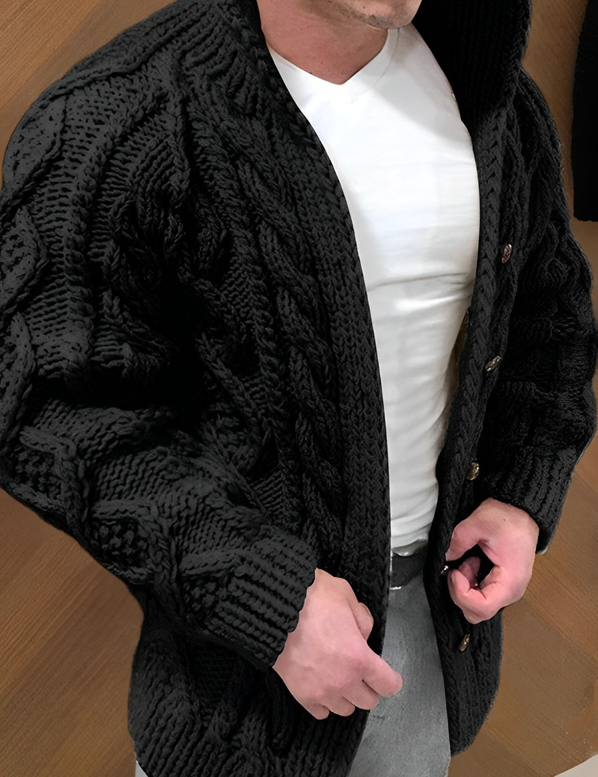 Leonardo Voss | Chunky Knit Zip Cardigan For Men