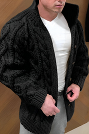 Leonardo Voss | Chunky Knit Zip Cardigan For Men
