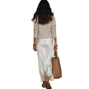 Harper Collins | Satin Maxi Skirt & Knit Sweater Set For Women