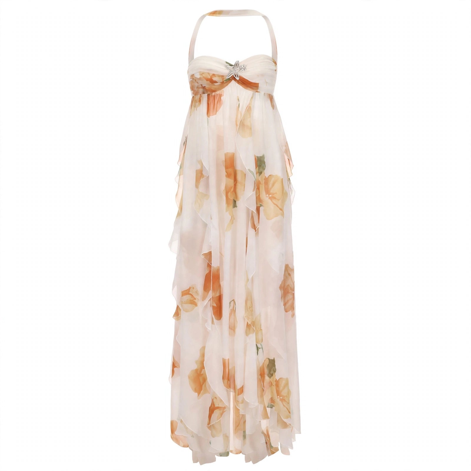 Phoebe Marchant | Halter Maxi Dress With Floral Print For Women